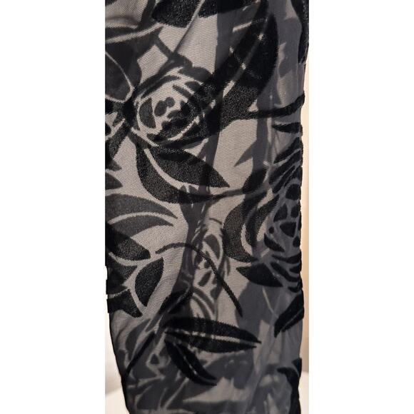 Women's Y2K Black Velvet Burnout Floral Top Sz XL Whimsigoth Fairy Goth Witchy - Picture 3 of 16